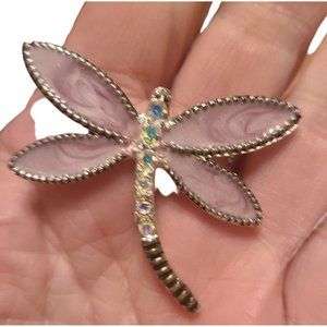VINTAGE PINK ENAMELED DRAGONFLY PIN